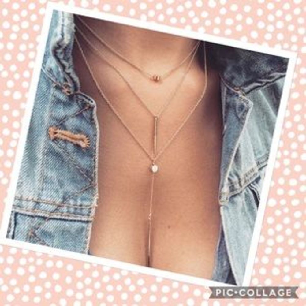 3 layer geometric choker necklace